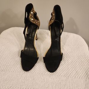 Steve Madden Black and Gold Studded Heels